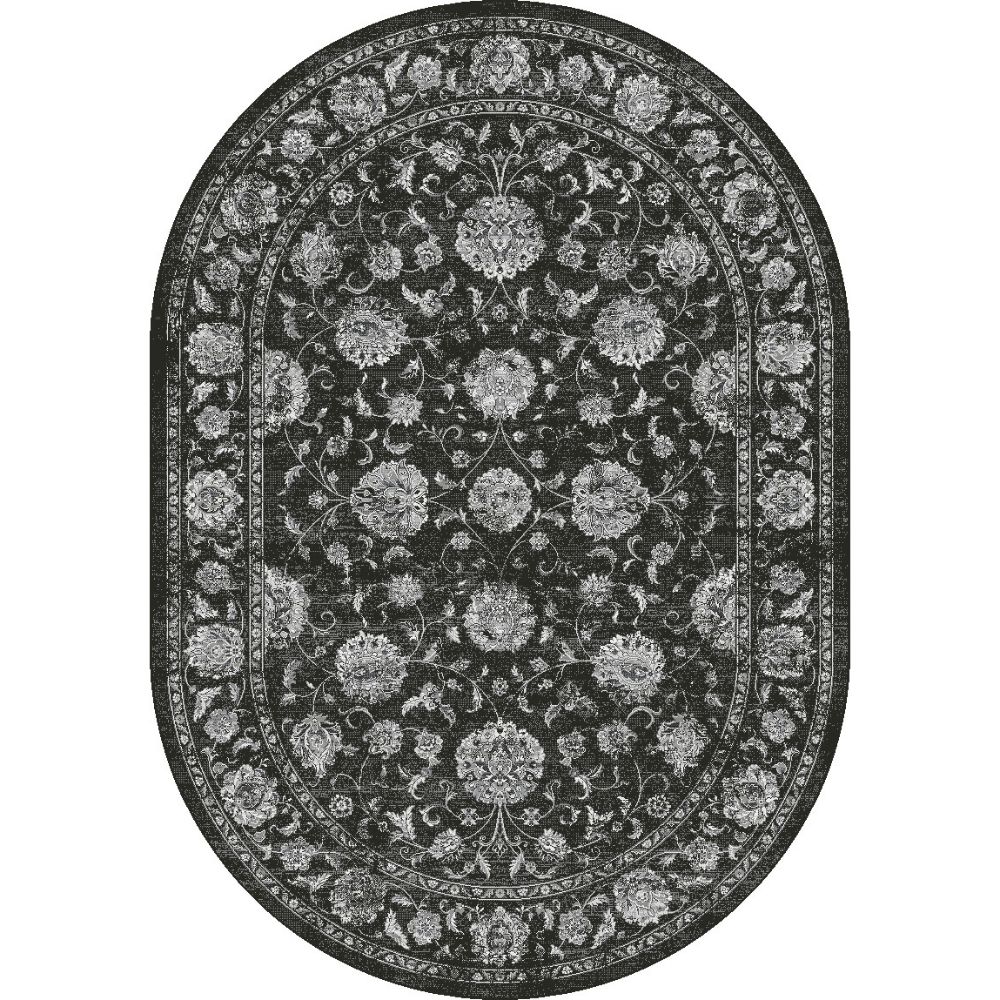 Dynamic Rugs 57126-3636 Ancient Garden 5.3 Ft. X 7.7 Ft. Oval Rug in Charcoal/Silver